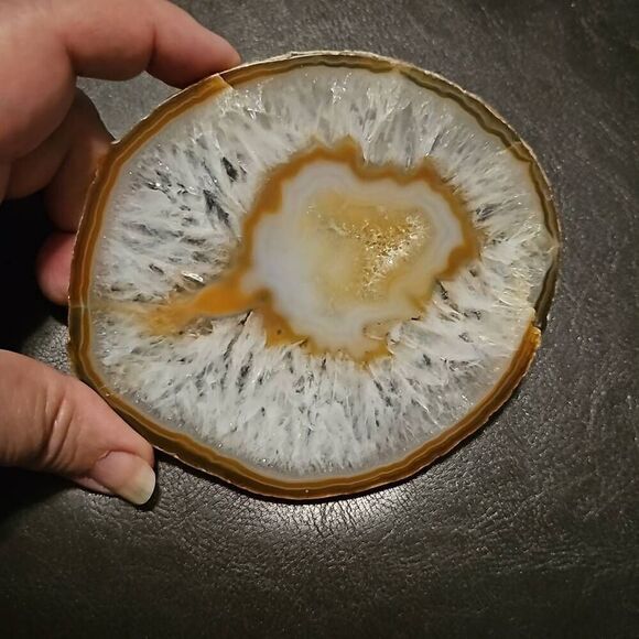 Polished Agate Slice with Small Druzy 5x5 - Picture 4 of 4